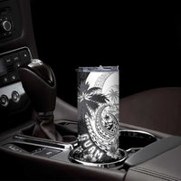 Hafa Adai Guam Skinny Tumbler Polynesian Palm Tree Tattoo Hibiscus and Plumeria Art LT03 - Polynesian Pride