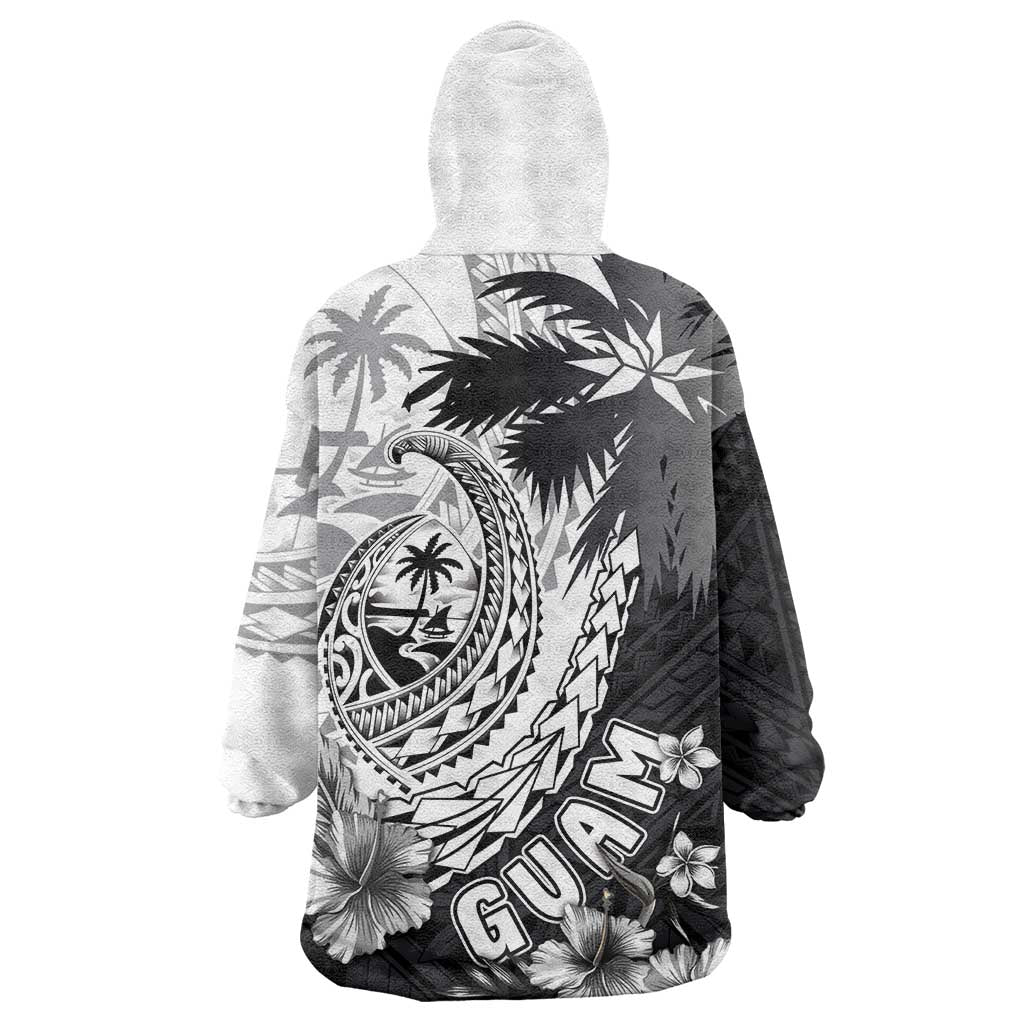 Hafa Adai Guam Wearable Blanket Hoodie Polynesian Palm Tree Tattoo Hibiscus and Plumeria Art LT03 - Polynesian Pride