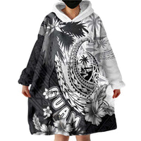 Hafa Adai Guam Wearable Blanket Hoodie Polynesian Palm Tree Tattoo Hibiscus and Plumeria Art LT03 - Polynesian Pride