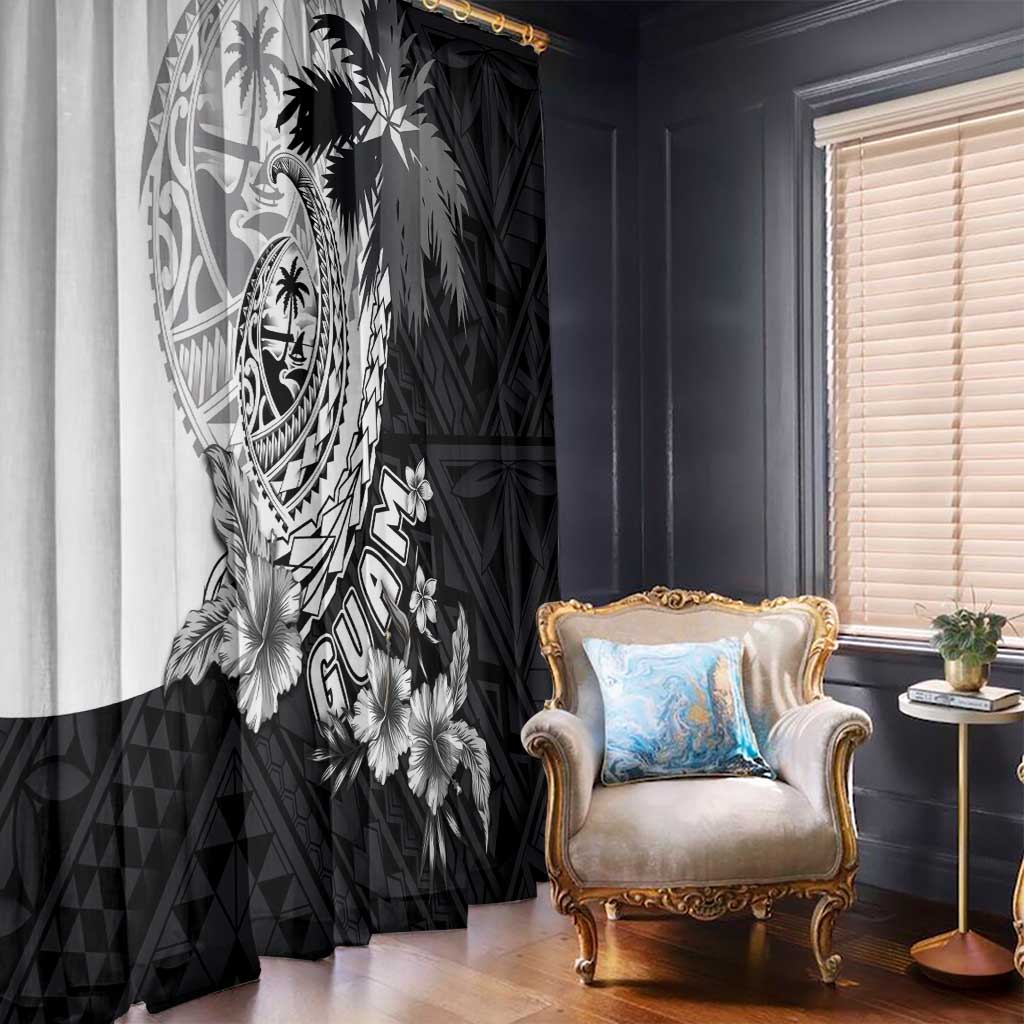 Hafa Adai Guam Window Curtain Polynesian Palm Tree Tattoo Hibiscus and Plumeria Art LT03 - Polynesian Pride