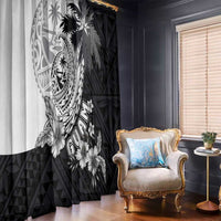 Hafa Adai Guam Window Curtain Polynesian Palm Tree Tattoo Hibiscus and Plumeria Art LT03 - Polynesian Pride