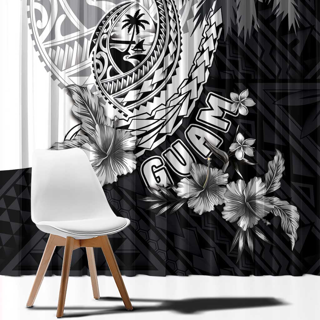 Hafa Adai Guam Window Curtain Polynesian Palm Tree Tattoo Hibiscus and Plumeria Art LT03 - Polynesian Pride