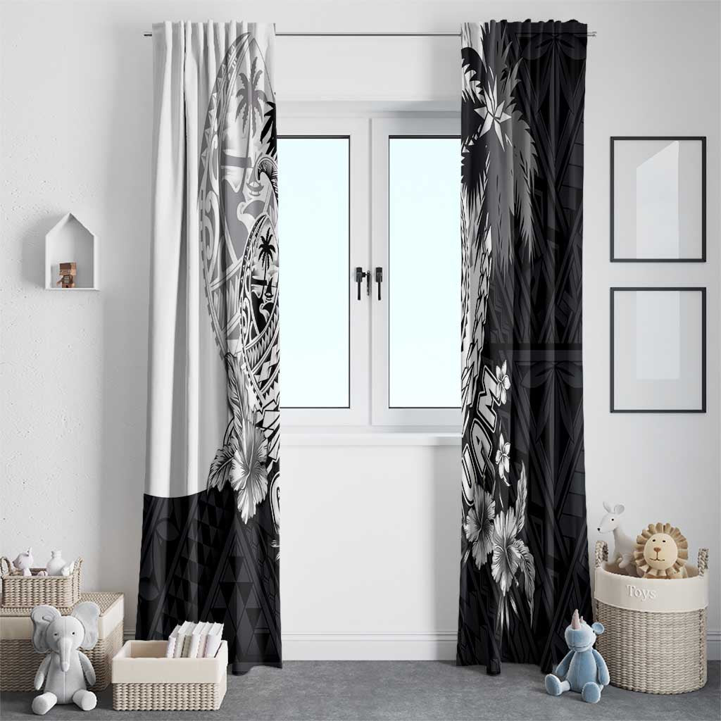 Hafa Adai Guam Window Curtain Polynesian Palm Tree Tattoo Hibiscus and Plumeria Art LT03 - Polynesian Pride