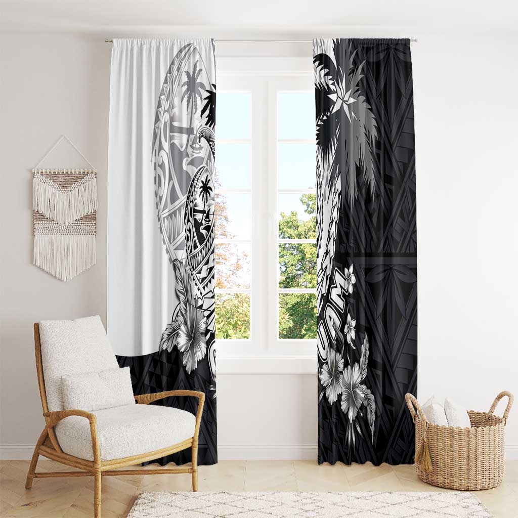 Hafa Adai Guam Window Curtain Polynesian Palm Tree Tattoo Hibiscus and Plumeria Art LT03 - Polynesian Pride