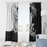 Hafa Adai Guam Window Curtain Polynesian Palm Tree Tattoo Hibiscus and Plumeria Art LT03 - Polynesian Pride