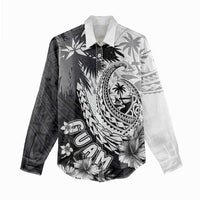 Hafa Adai Guam Women Casual Shirt Polynesian Palm Tree Tattoo Hibiscus and Plumeria Art LT03 - Polynesian Pride