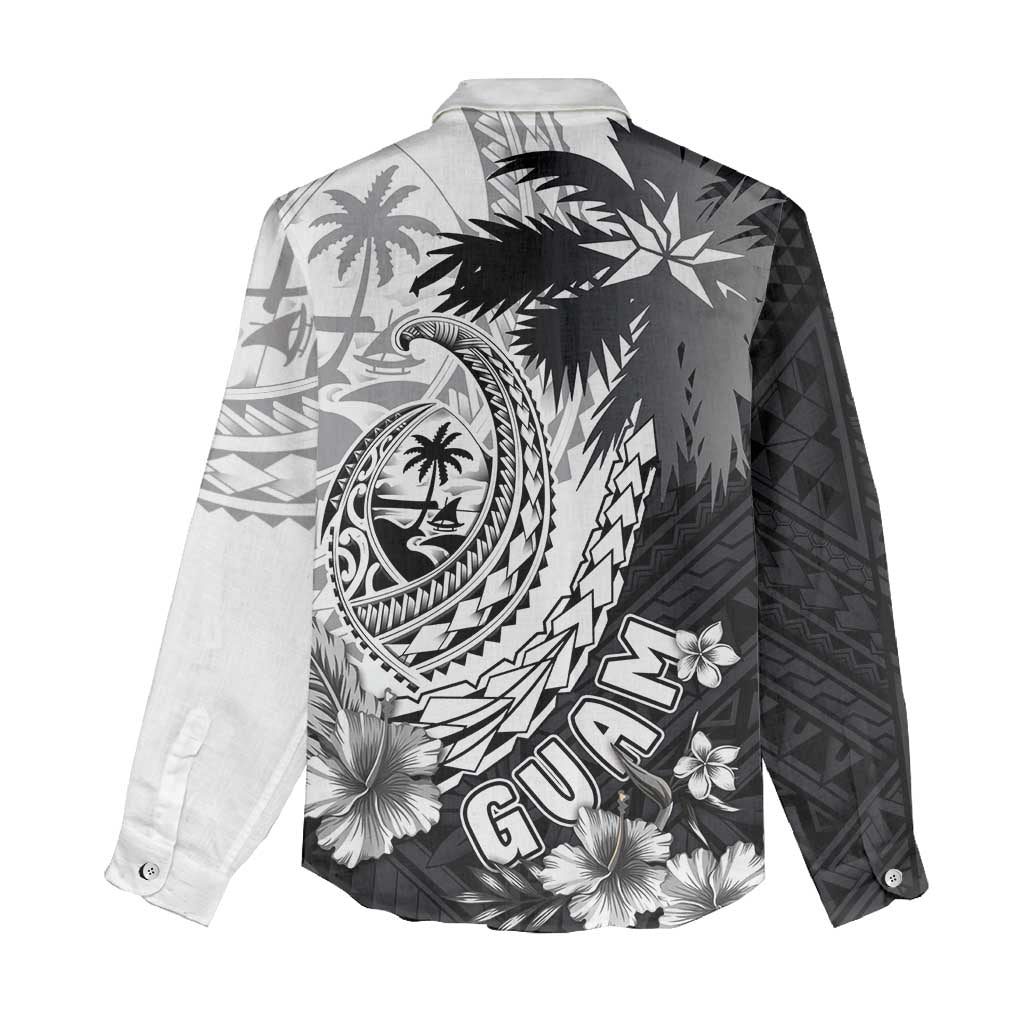 Hafa Adai Guam Women Casual Shirt Polynesian Palm Tree Tattoo Hibiscus and Plumeria Art LT03 - Polynesian Pride
