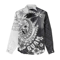 Hafa Adai Guam Women Casual Shirt Polynesian Palm Tree Tattoo Hibiscus and Plumeria Art LT03 - Polynesian Pride