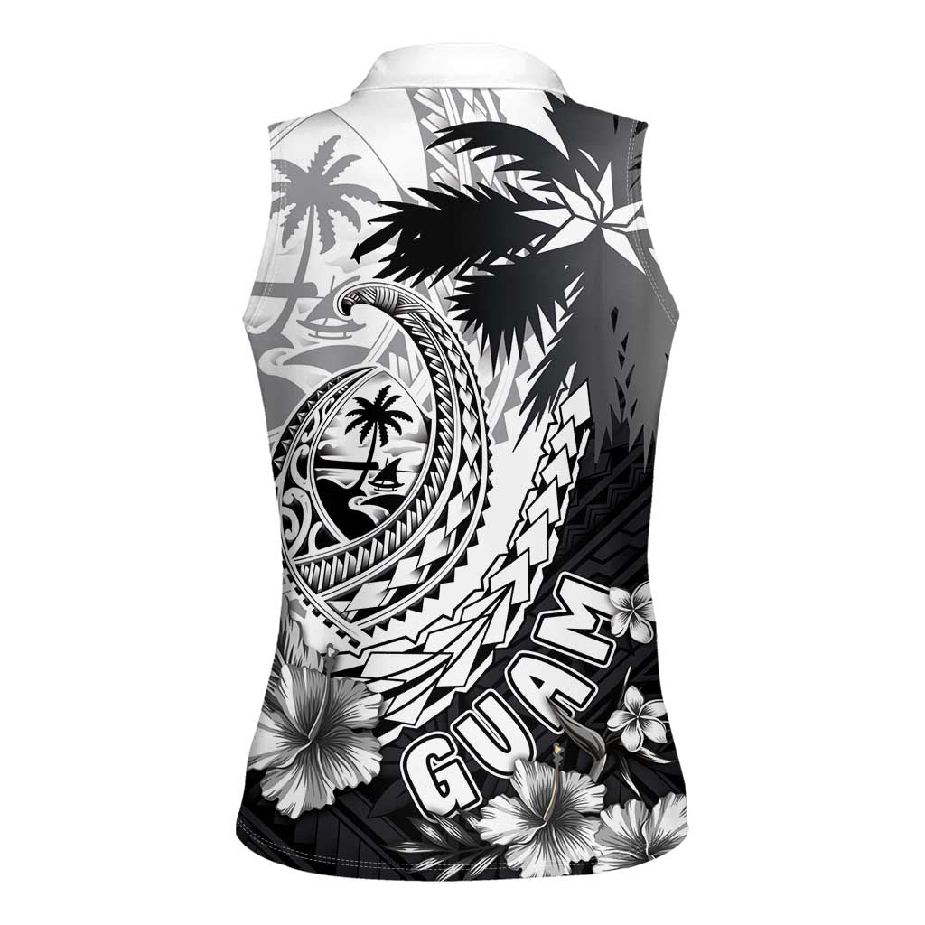 Hafa Adai Guam Women Sleeveless Polo Shirt Polynesian Palm Tree Tattoo Hibiscus and Plumeria Art LT03 - Polynesian Pride