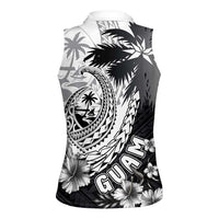 Hafa Adai Guam Women Sleeveless Polo Shirt Polynesian Palm Tree Tattoo Hibiscus and Plumeria Art LT03 - Polynesian Pride
