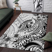 Guam-Land of the Chamorro Area Rug Polynesian Tattoo Style Hibiscus and Plumeria Art LT03 Black - Polynesian Pride