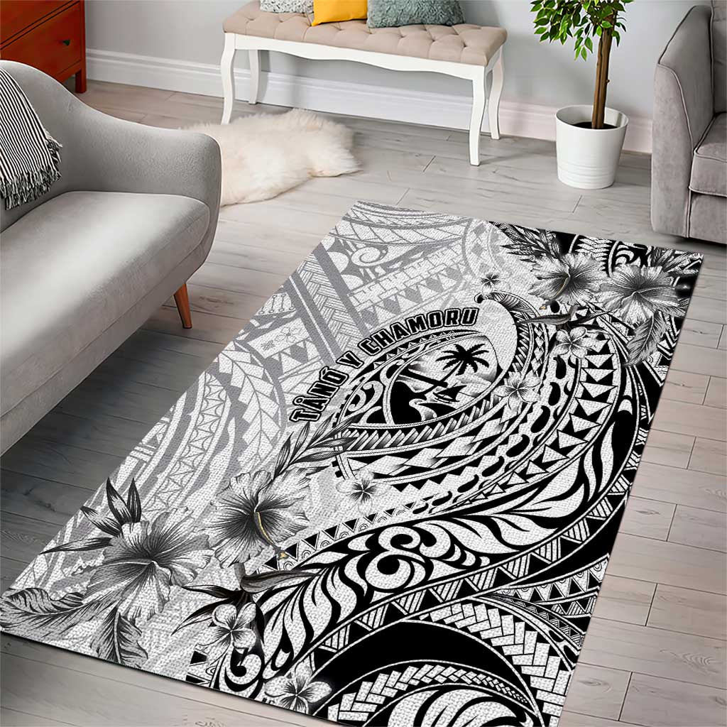 Guam-Land of the Chamorro Area Rug Polynesian Tattoo Style Hibiscus and Plumeria Art LT03 - Polynesian Pride