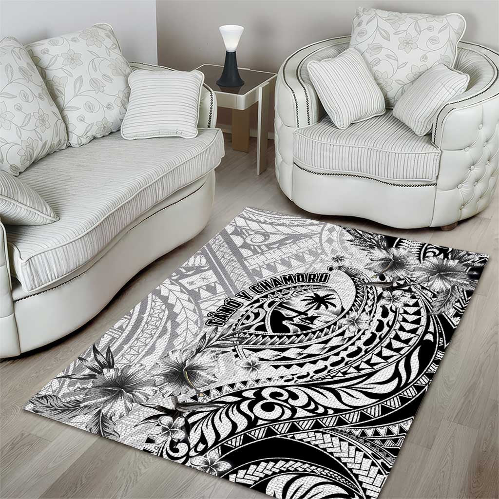 Guam-Land of the Chamorro Area Rug Polynesian Tattoo Style Hibiscus and Plumeria Art LT03 - Polynesian Pride