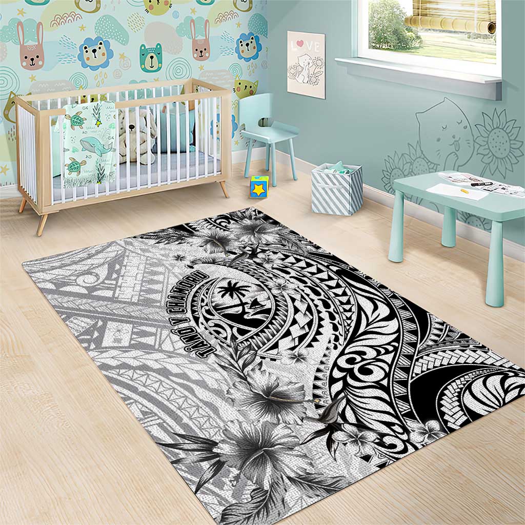 Guam-Land of the Chamorro Area Rug Polynesian Tattoo Style Hibiscus and Plumeria Art LT03 - Polynesian Pride