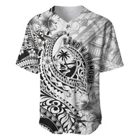 Guam-Land of the Chamorro Baseball Jersey Polynesian Tattoo Style Hibiscus and Plumeria Art LT03 Black - Polynesian Pride