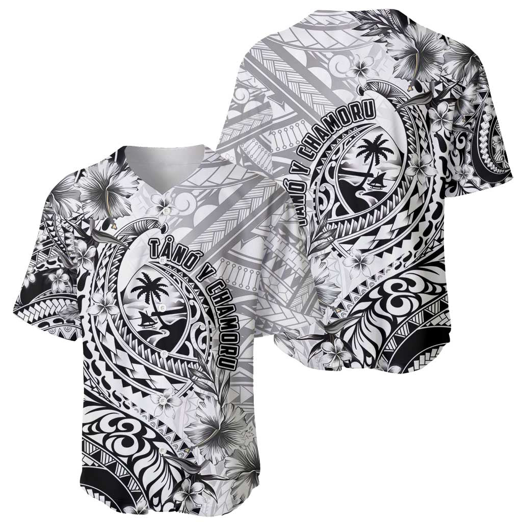 Guam-Land of the Chamorro Baseball Jersey Polynesian Tattoo Style Hibiscus and Plumeria Art LT03 - Polynesian Pride
