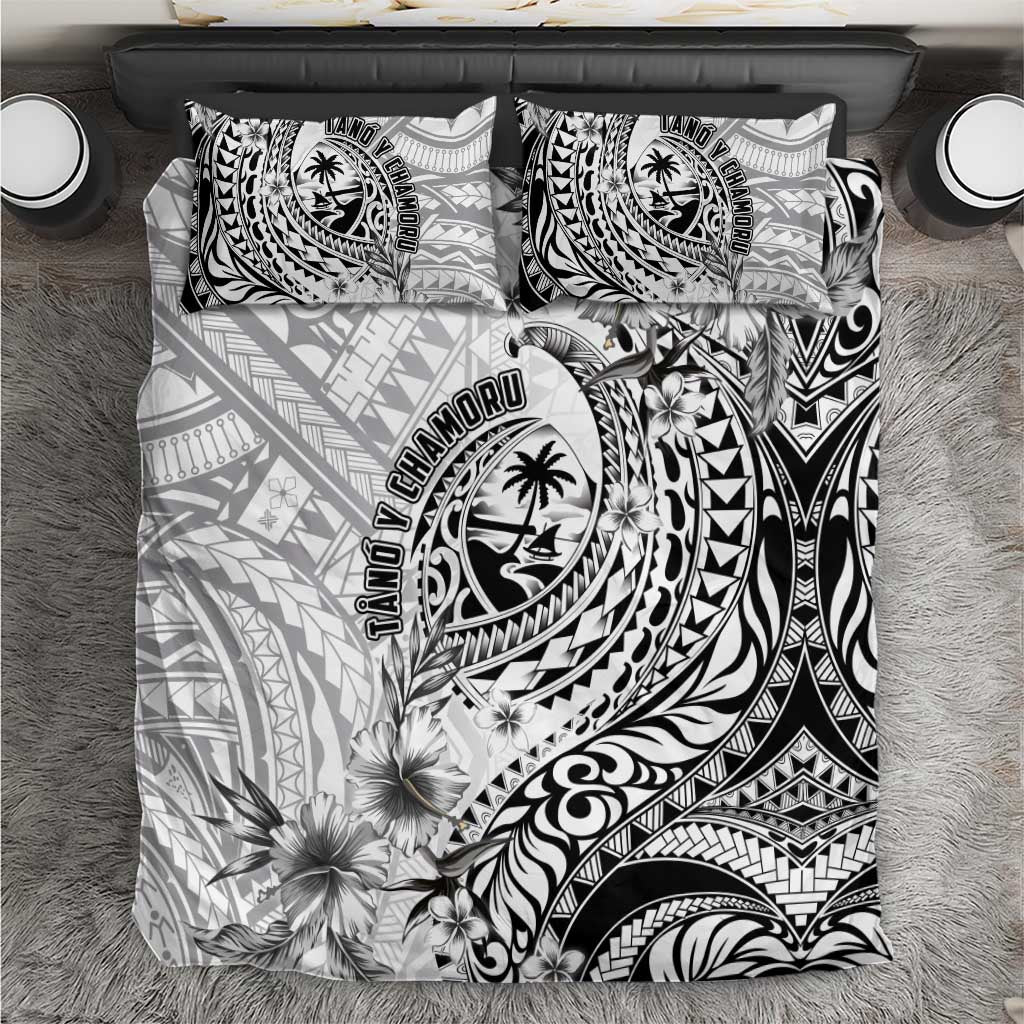 Guam-Land of the Chamorro Bedding Set Polynesian Tattoo Style Hibiscus and Plumeria Art LT03 Black - Polynesian Pride
