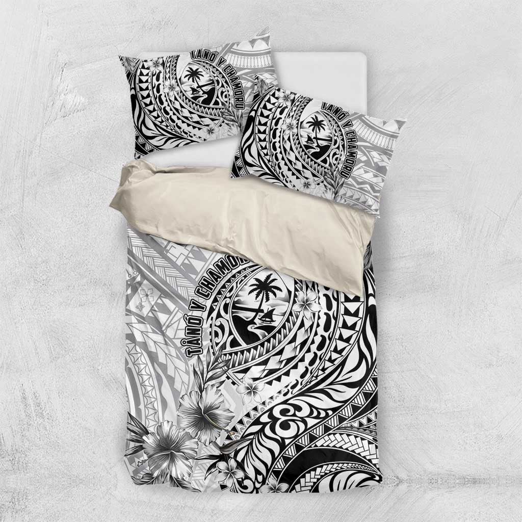Guam-Land of the Chamorro Bedding Set Polynesian Tattoo Style Hibiscus and Plumeria Art LT03 US Twin 172cm x 218cm Black - Polynesian Pride