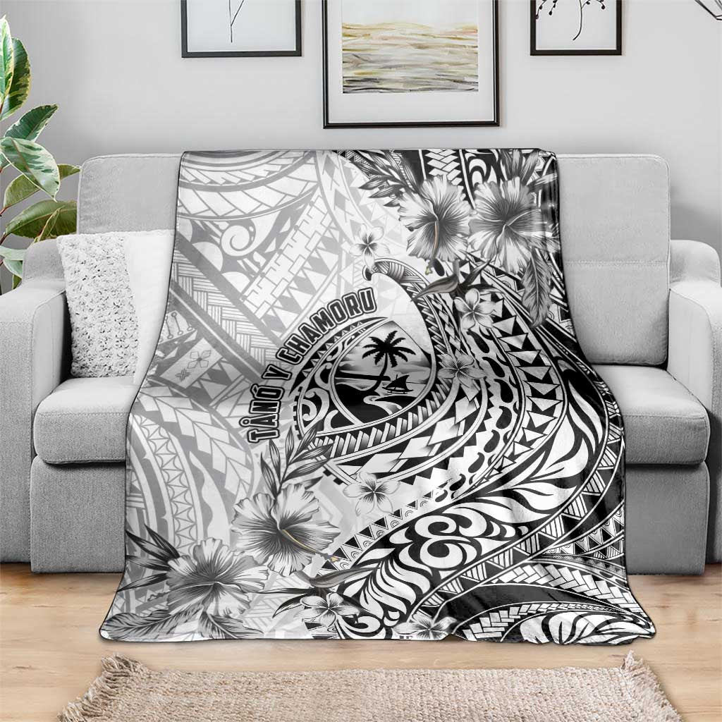 Guam-Land of the Chamorro Blanket Polynesian Tattoo Style Hibiscus and Plumeria Art LT03 - Polynesian Pride
