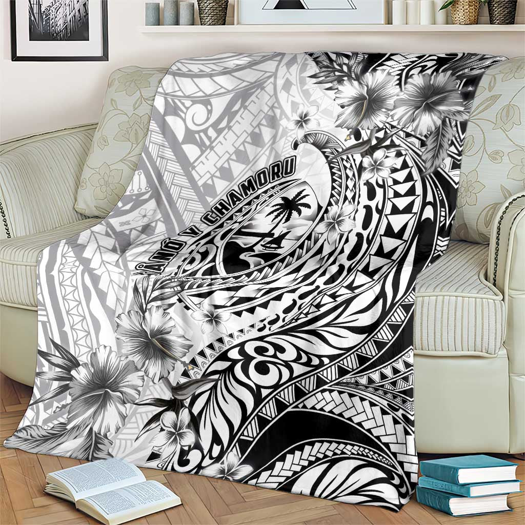 Guam-Land of the Chamorro Blanket Polynesian Tattoo Style Hibiscus and Plumeria Art LT03 - Polynesian Pride