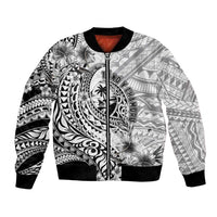 Guam-Land of the Chamorro Bomber Jacket Polynesian Tattoo Style Hibiscus and Plumeria Art LT03 Unisex Black - Polynesian Pride