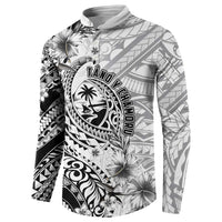 Guam-Land of the Chamorro Button Sweatshirt Polynesian Tattoo Style Hibiscus and Plumeria Art LT03 - Polynesian Pride