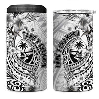 Guam-Land of the Chamorro 4 in 1 Can Cooler Tumbler Polynesian Tattoo Style Hibiscus and Plumeria Art LT03 One Size: 16 oz Black - Polynesian Pride