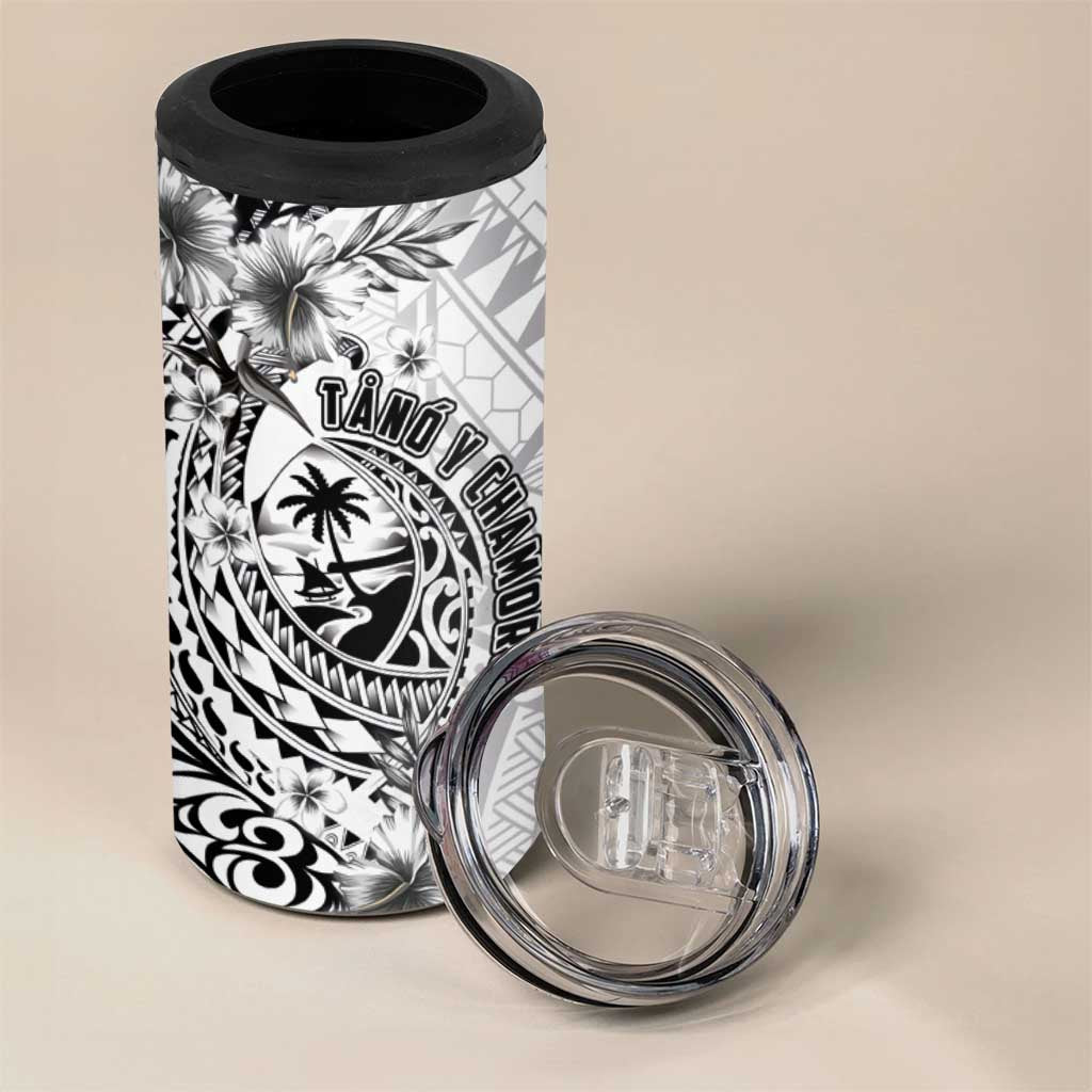 Guam-Land of the Chamorro 4 in 1 Can Cooler Tumbler Polynesian Tattoo Style Hibiscus and Plumeria Art LT03 - Polynesian Pride