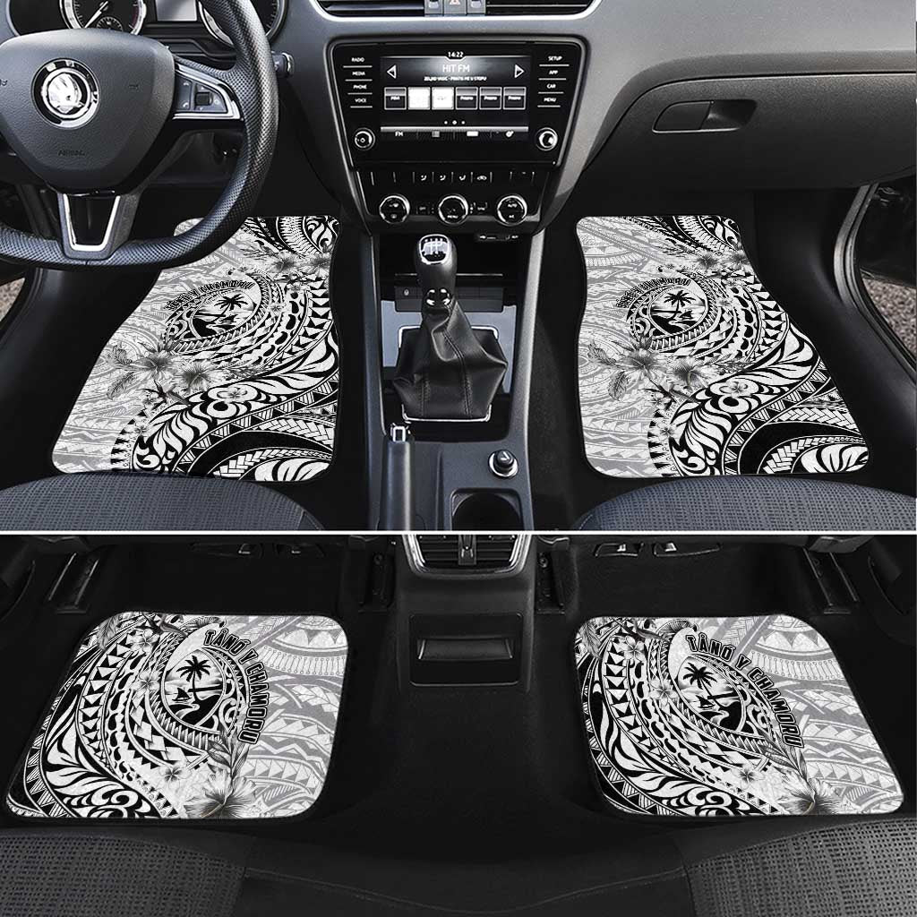 Guam-Land of the Chamorro Car Mats Polynesian Tattoo Style Hibiscus and Plumeria Art LT03 Set 4pcs Black - Polynesian Pride