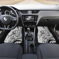Guam-Land of the Chamorro Car Mats Polynesian Tattoo Style Hibiscus and Plumeria Art LT03 Set 2pcs - Front Black - Polynesian Pride