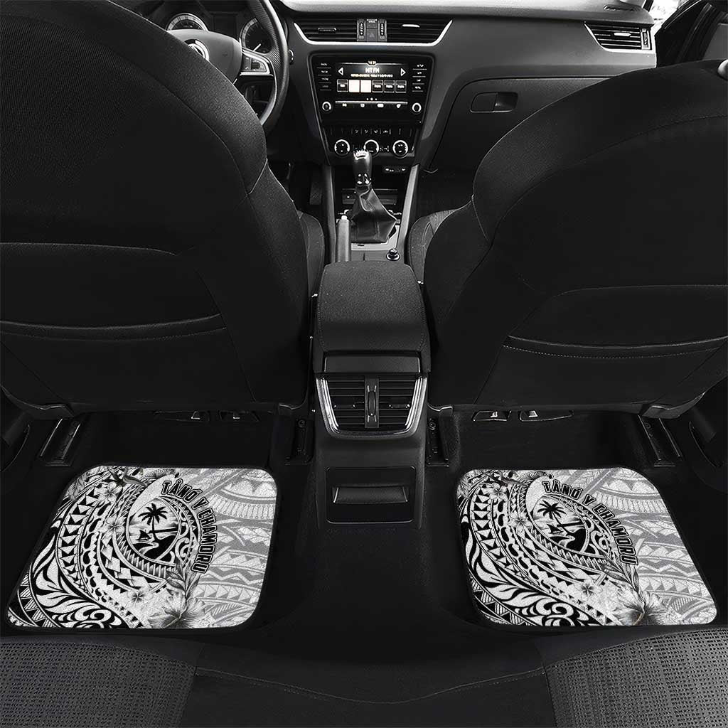 Guam-Land of the Chamorro Car Mats Polynesian Tattoo Style Hibiscus and Plumeria Art LT03 Set 2pcs - Back Black - Polynesian Pride