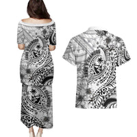 Guam-Land of the Chamorro Couples Matching Puletasi and Hawaiian Shirt Polynesian Tattoo Style Hibiscus and Plumeria Art LT03 - Polynesian Pride