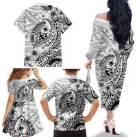 Guam-Land of the Chamorro Family Matching Off The Shoulder Long Sleeve Dress and Hawaiian Shirt Polynesian Tattoo Style Hibiscus and Plumeria Art LT03 - Polynesian Pride