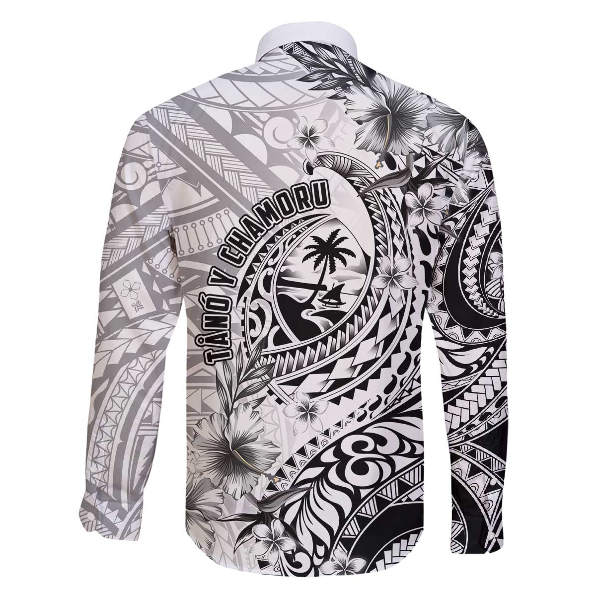 Guam-Land of the Chamorro Family Matching Off The Shoulder Long Sleeve Dress and Hawaiian Shirt Polynesian Tattoo Style Hibiscus and Plumeria Art LT03 - Polynesian Pride