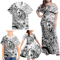 Guam-Land of the Chamorro Family Matching Off Shoulder Maxi Dress and Hawaiian Shirt Polynesian Tattoo Style Hibiscus and Plumeria Art LT03 - Polynesian Pride
