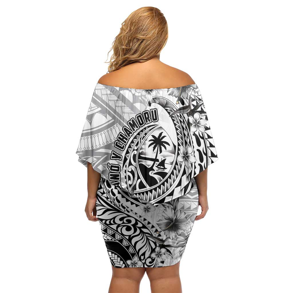 Guam-Land of the Chamorro Family Matching Off Shoulder Short Dress and Hawaiian Shirt Polynesian Tattoo Style Hibiscus and Plumeria Art LT03 - Polynesian Pride