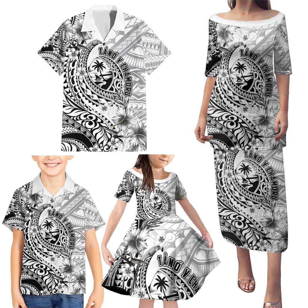 Guam-Land of the Chamorro Family Matching Puletasi and Hawaiian Shirt Polynesian Tattoo Style Hibiscus and Plumeria Art LT03 - Polynesian Pride