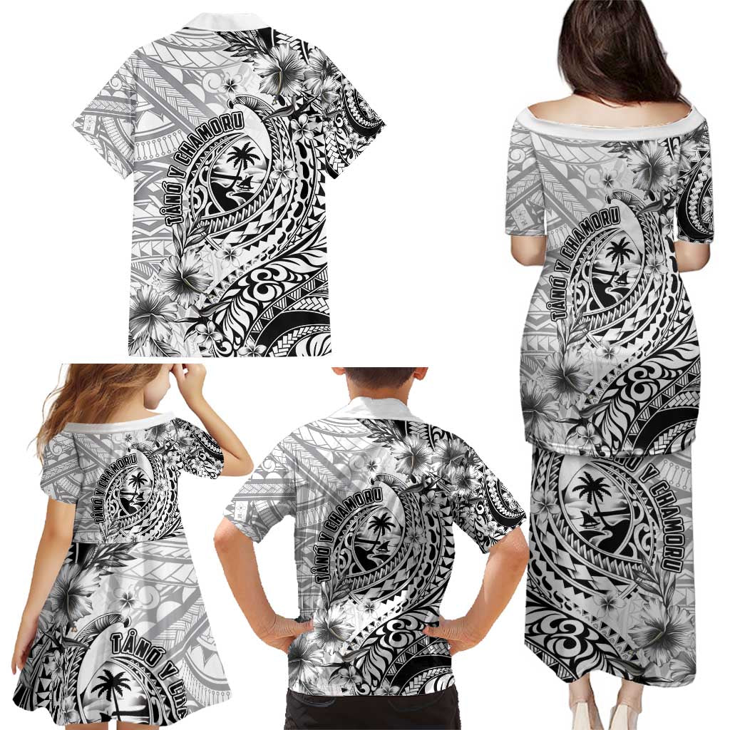 Guam-Land of the Chamorro Family Matching Puletasi and Hawaiian Shirt Polynesian Tattoo Style Hibiscus and Plumeria Art LT03 - Polynesian Pride