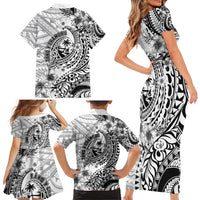 Guam-Land of the Chamorro Family Matching Short Sleeve Bodycon Dress and Hawaiian Shirt Polynesian Tattoo Style Hibiscus and Plumeria Art LT03 - Polynesian Pride