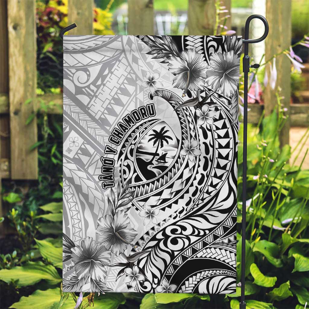 Guam-Land of the Chamorro Garden Flag Polynesian Tattoo Style Hibiscus and Plumeria Art LT03 Garden Flag Black - Polynesian Pride