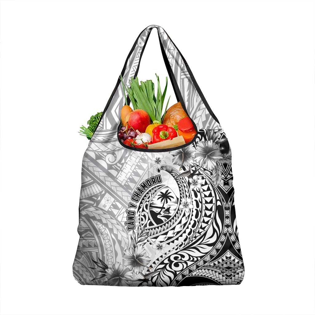 Guam-Land of the Chamorro Grocery Bag Polynesian Tattoo Style Hibiscus and Plumeria Art LT03 1-pack One Size Black - Polynesian Pride