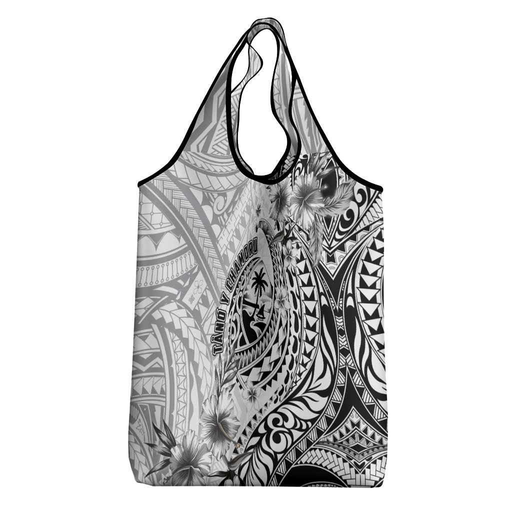 Guam-Land of the Chamorro Grocery Bag Polynesian Tattoo Style Hibiscus and Plumeria Art LT03 - Polynesian Pride