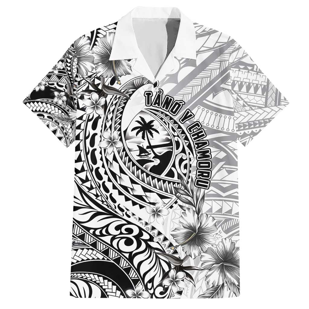 Guam-Land of the Chamorro Hawaiian Shirt Polynesian Tattoo Style Hibiscus and Plumeria Art LT03 Black - Polynesian Pride