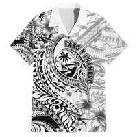 Guam-Land of the Chamorro Hawaiian Shirt Polynesian Tattoo Style Hibiscus and Plumeria Art LT03 Black - Polynesian Pride