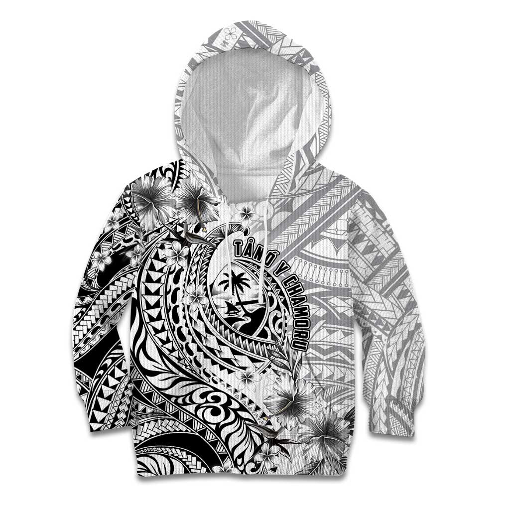 Guam-Land of the Chamorro Kid Hoodie Polynesian Tattoo Style Hibiscus and Plumeria Art LT03 Hoodie Black - Polynesian Pride