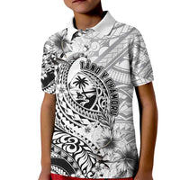 Guam-Land of the Chamorro Kid Polo Shirt Polynesian Tattoo Style Hibiscus and Plumeria Art LT03 Kid Black - Polynesian Pride