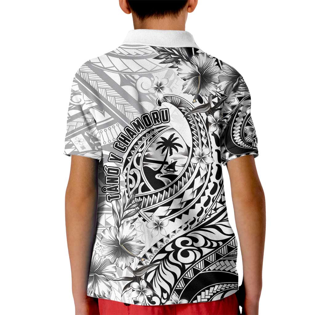 Guam-Land of the Chamorro Kid Polo Shirt Polynesian Tattoo Style Hibiscus and Plumeria Art LT03 - Polynesian Pride