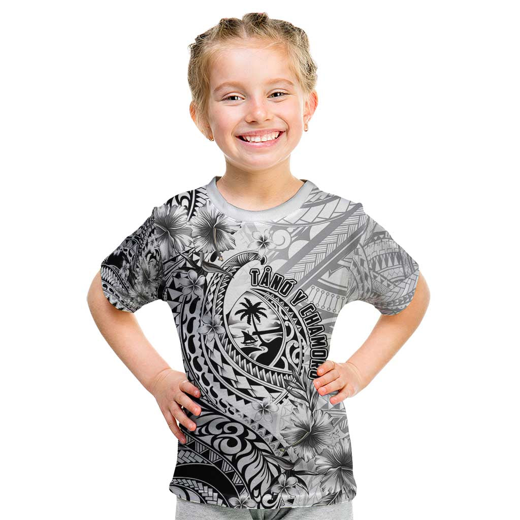 Guam-Land of the Chamorro Kid T Shirt Polynesian Tattoo Style Hibiscus and Plumeria Art LT03 Black - Polynesian Pride
