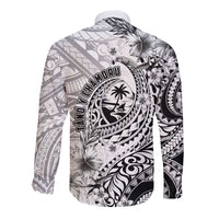 Guam-Land of the Chamorro Long Sleeve Button Shirt Polynesian Tattoo Style Hibiscus and Plumeria Art LT03 - Polynesian Pride