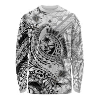 Guam-Land of the Chamorro Long Sleeve Shirt Polynesian Tattoo Style Hibiscus and Plumeria Art LT03 Unisex Black - Polynesian Pride